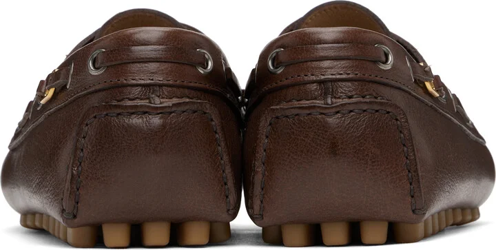 Valentino Garavani Brown Driver Fastaway Buffalo Loafers - Image 2