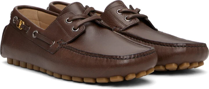 Valentino Garavani Brown Driver Fastaway Buffalo Loafers - Image 4