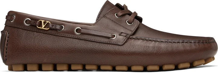 Valentino Garavani Brown Driver Fastaway Buffalo Loafers
