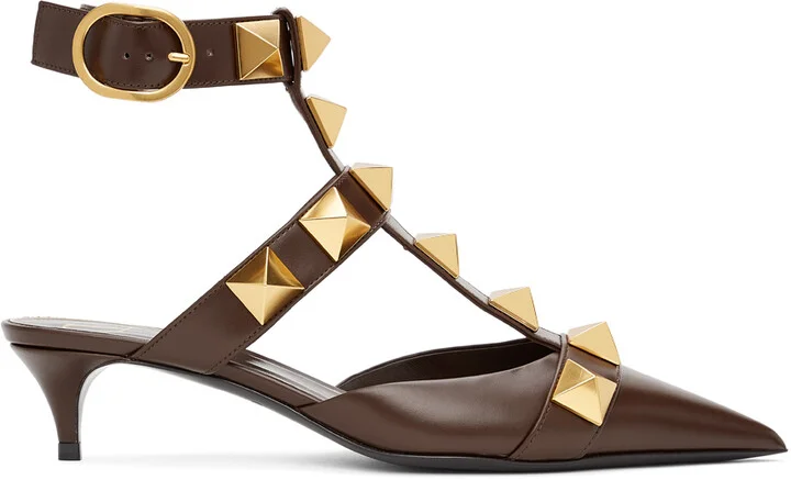 Valentino Garavani Brown Medium Roman Stud Heels