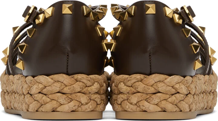 Valentino Garavani Brown Rockstud Cork Sandals - Image 2