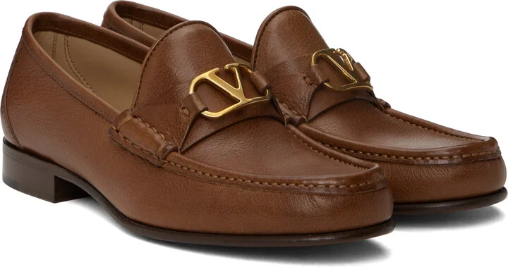 Valentino Garavani Brown VLogo Signature Buffalo Loafers - Image 4