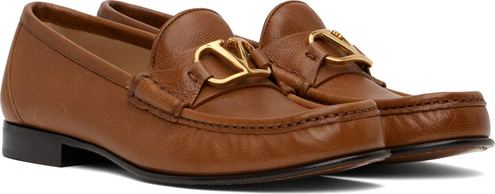 Valentino Garavani Brown VLogo Signature Buffalo Loafers - Image 4
