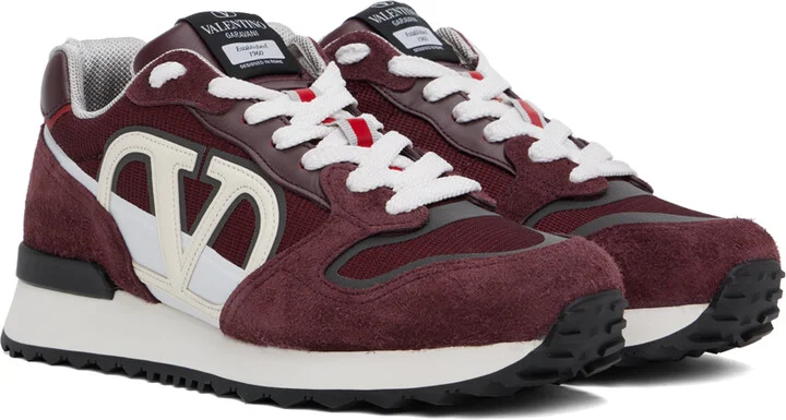 Valentino Garavani Burgundy VLogo Pace Sneakers - Image 4
