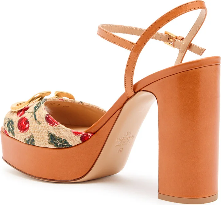 Valentino Garavani Cherries 115 Jacquard Raffia Sandals - Image 2