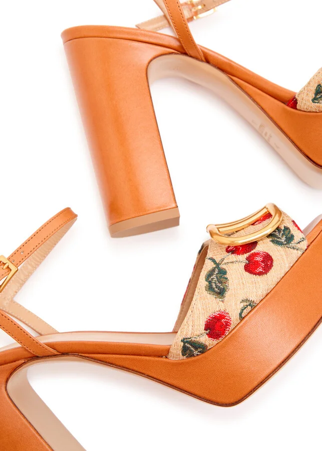 Valentino Garavani Cherries 115 Jacquard Raffia Sandals - Image 4