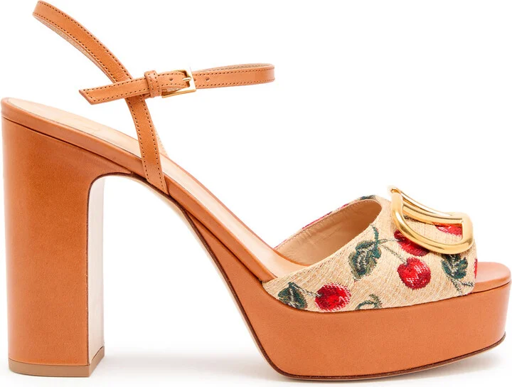 Valentino Garavani Cherries 115 Jacquard Raffia Sandals