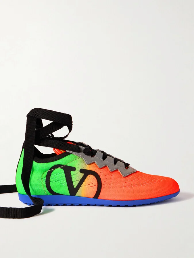 Valentino Garavani - Chromathon Printed Perforated Leather Sneakers - Multi