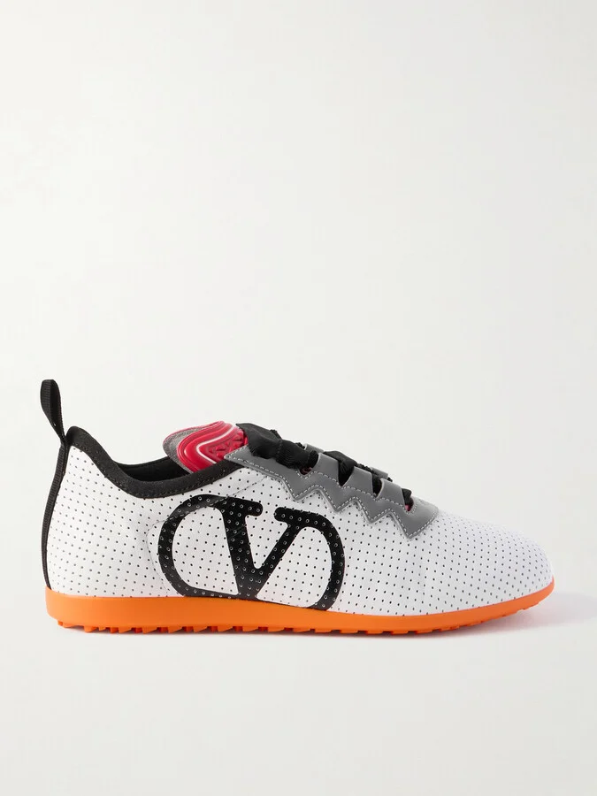 Valentino Garavani - Chromathon Printed Perforated Leather Sneakers - White