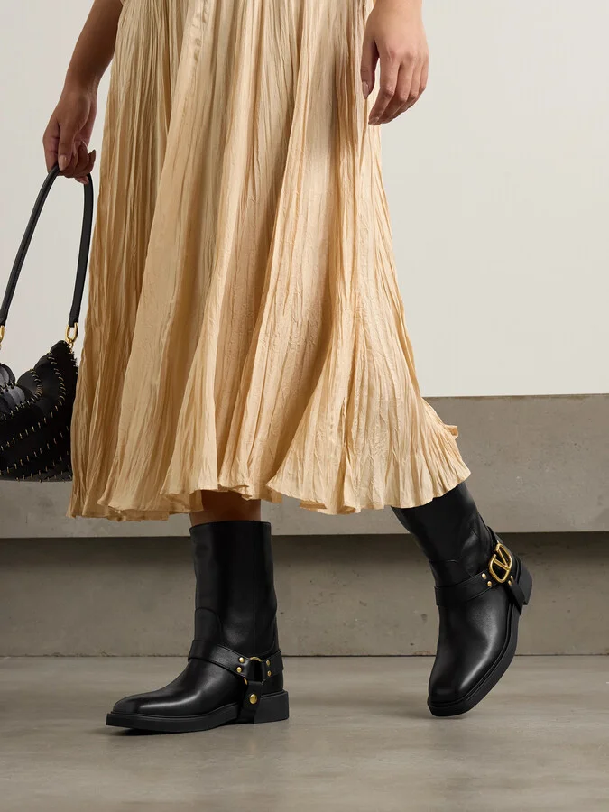 Valentino Garavani - Embelished Leather Ankle Boots - Black - Image 2