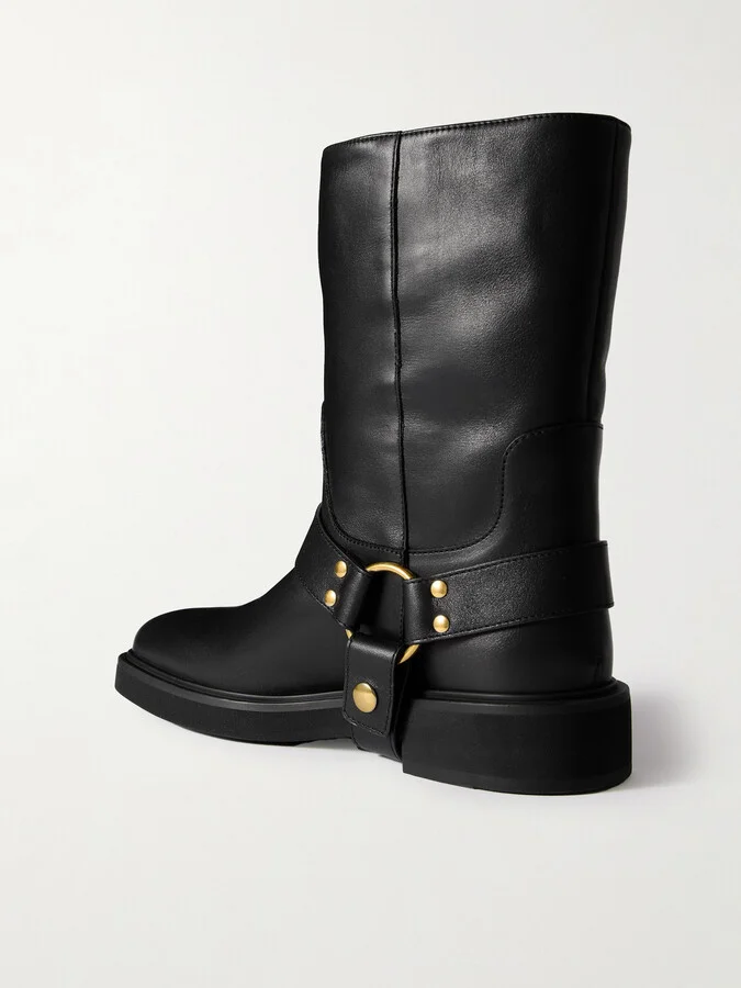 Valentino Garavani - Embelished Leather Ankle Boots - Black - Image 3