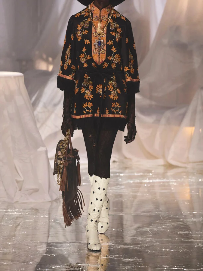 Valentino Garavani - Equivoque 60 Leather-trimmed Polka-dot Moire Knee Boots - Neutrals - Image 4