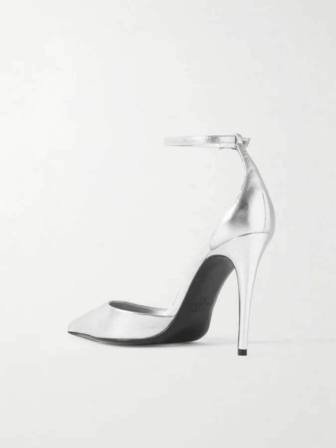 Valentino Garavani - Eveninglam 100 Metallic Leather Pumps - Silver - Image 3