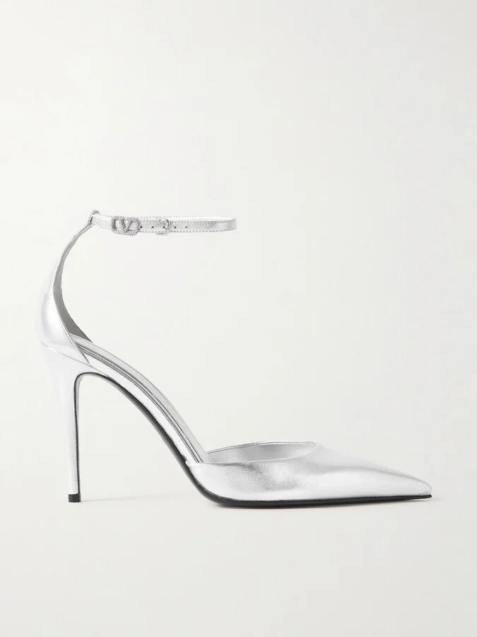 Valentino Garavani - Eveninglam 100 Metallic Leather Pumps - Silver