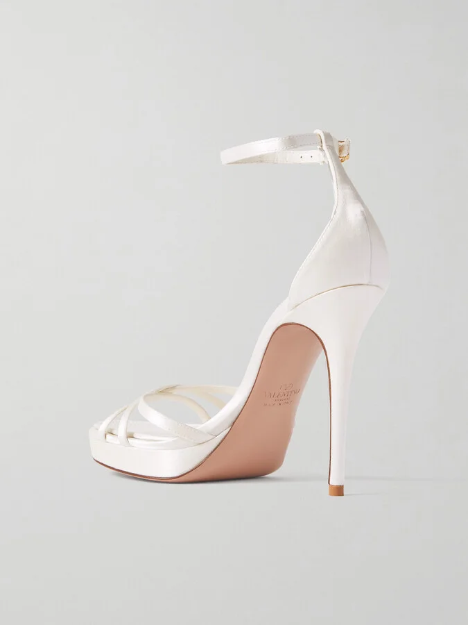 Valentino Garavani - Eveninglam 100 Satin Platform Sandals - Ivory - Image 3