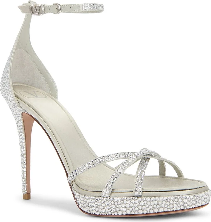 Valentino Garavani Eveninglam Sandal in Metallic Silver - Image 2