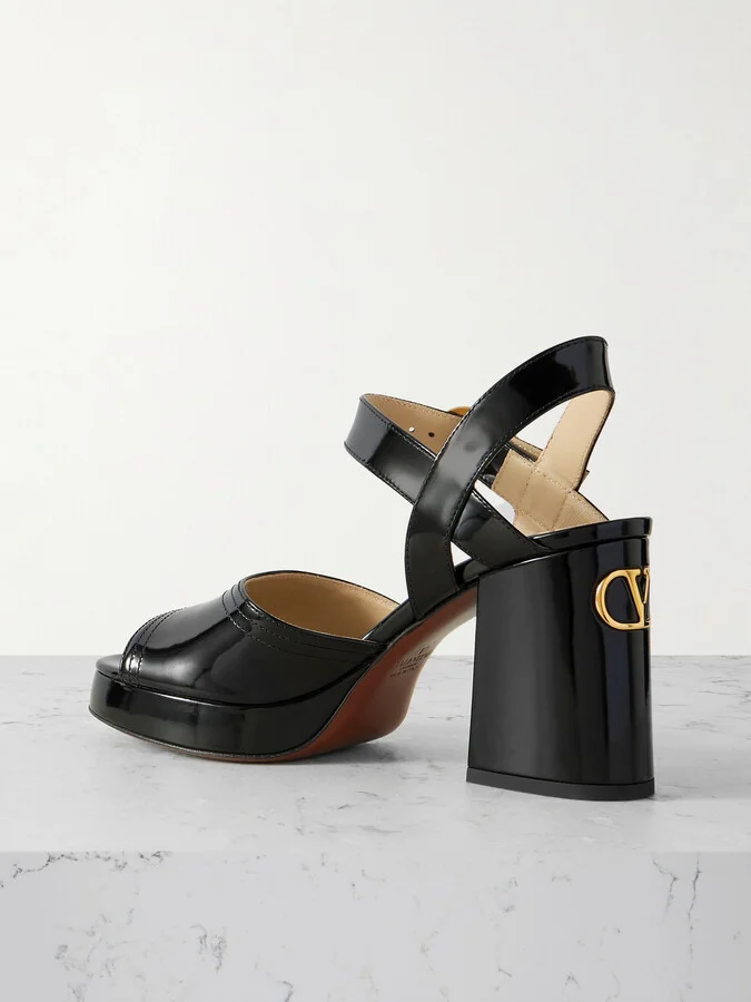 Valentino Garavani - Fawcette Patent-leather Platform Sandals - Black - Image 3