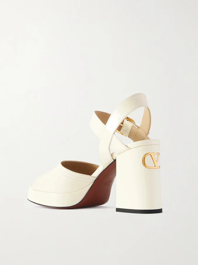 Valentino Garavani - Fawcette Patent-leather Platform Sandals - Ivory - Image 3