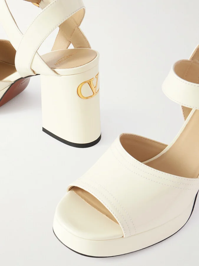 Valentino Garavani - Fawcette Patent-leather Platform Sandals - Ivory - Image 4