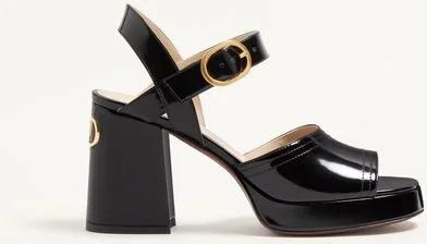 Valentino Garavani Fawcette Platform Sandal In Polished Calfskin 100Mm