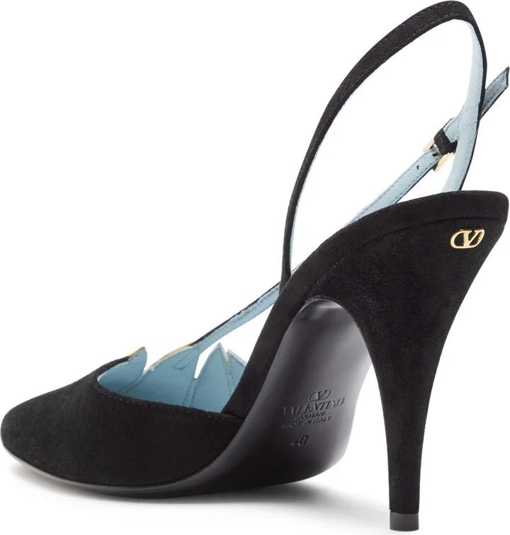 Valentino Garavani Foliefoliage 90 Suede Slingback Pumps - Image 2