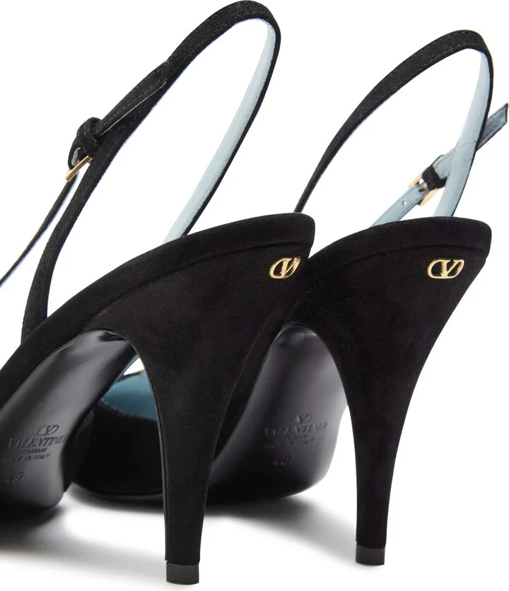 Valentino Garavani Foliefoliage 90 Suede Slingback Pumps - Image 4