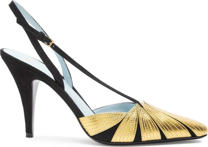 Valentino Garavani Foliefoliage 90 Suede Slingback Pumps