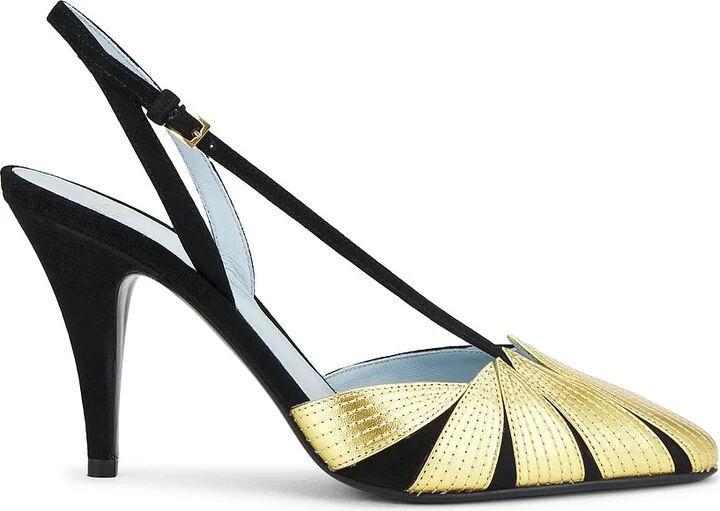 Valentino Garavani Foliefoliage Sling Back Pump in Metallic Gold,Black