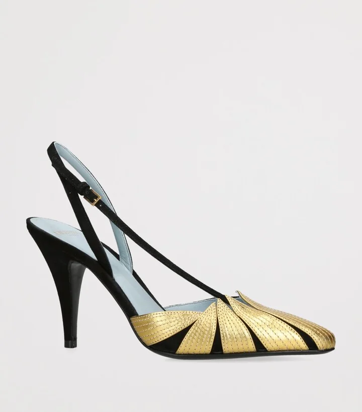 Valentino Garavani FolieFoliage Slingback Heeled Sandals 85 - Image 3