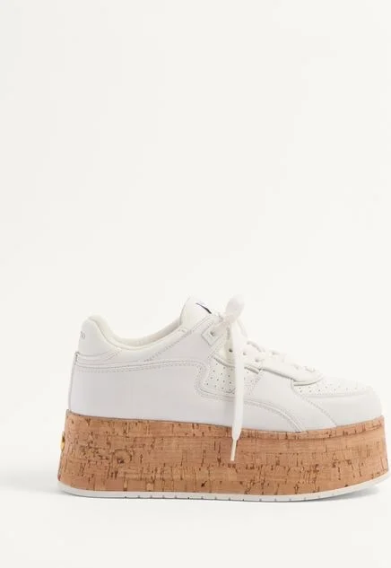 Valentino Garavani Freedots Xl Calfskin And Cork Sneaker