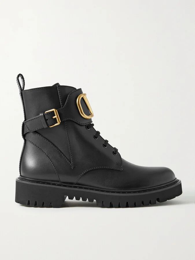 Valentino Garavani - Go Logo Embellished Leather Ankle Boots - Black
