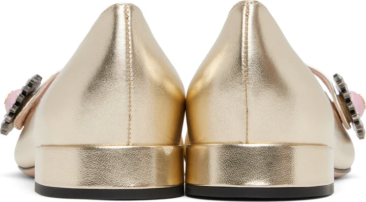 Valentino Garavani Gold Mary-Jane Preshoes Ballerina Flats - Image 2
