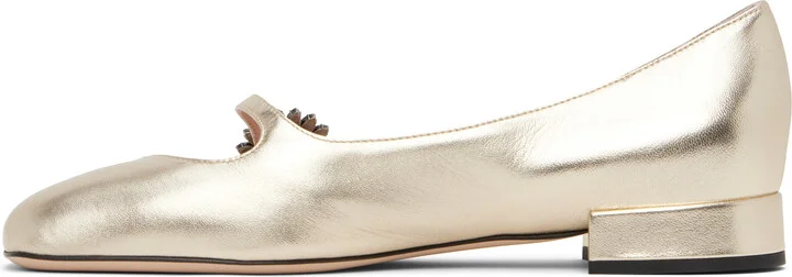 Valentino Garavani Gold Mary-Jane Preshoes Ballerina Flats - Image 3