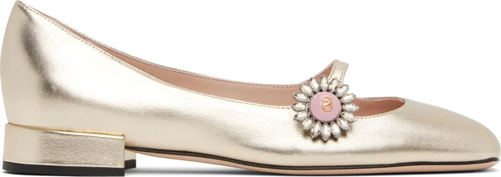 Valentino Garavani Gold Mary-Jane Preshoes Ballerina Flats