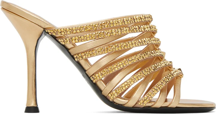 Valentino Garavani Gold Rockstud Strappy 100 Heeled Sandals