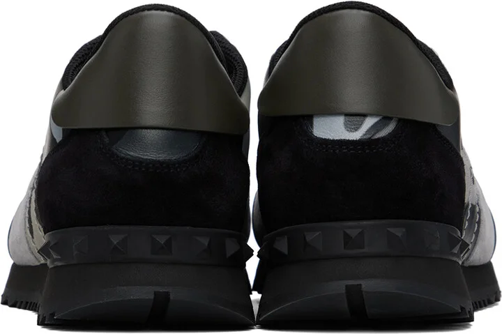 Valentino Garavani Gray & Black Camouflage Rockrunner Sneakers - Image 2