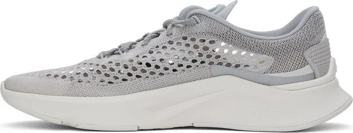 Valentino Garavani Gray Mesh Sneakers - Image 3