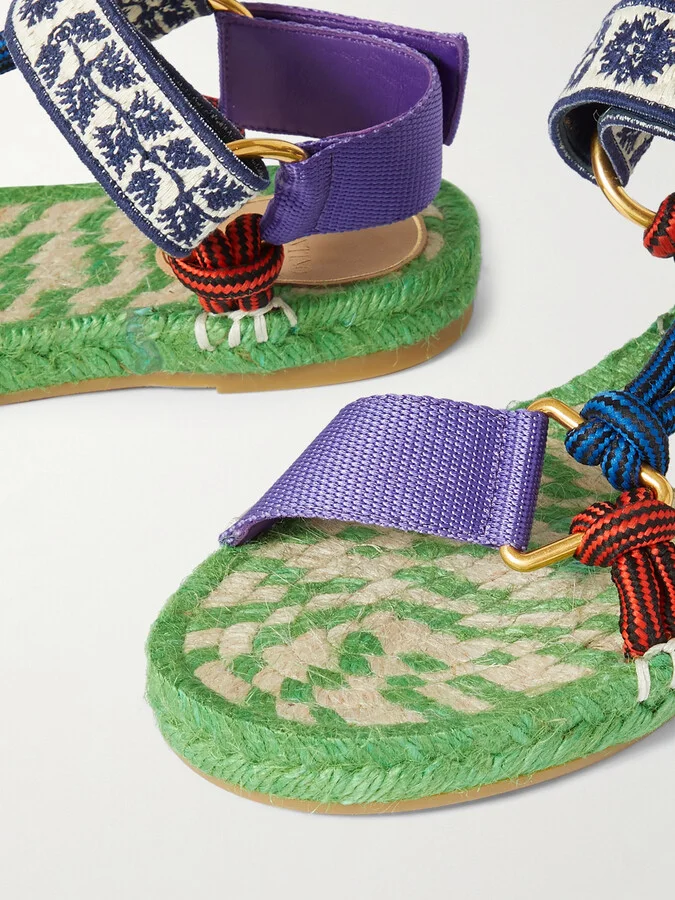 Valentino Garavani - Grosgrain, Cord And Jacquard Espadrille Sandals - Multi - Image 4