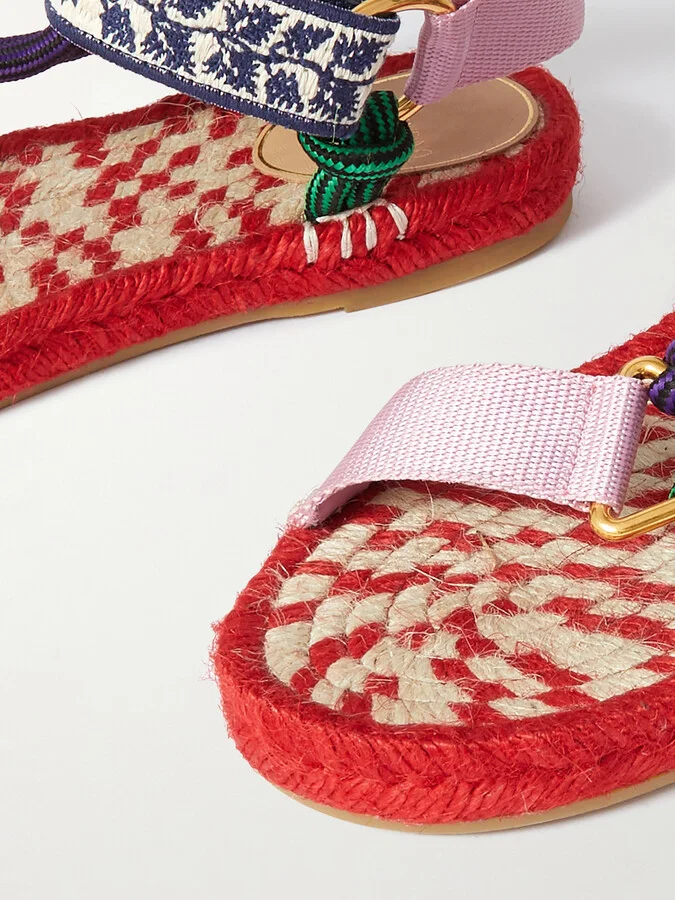 Valentino Garavani - Grosgrain, Cord And Jacquard Espadrille Sandals - Red - Image 4