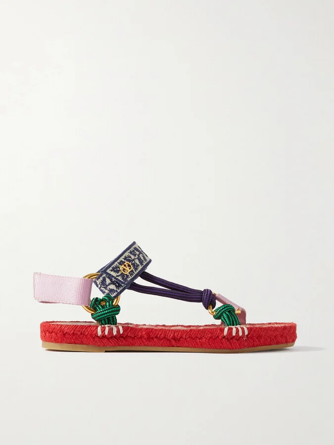 Valentino Garavani - Grosgrain, Cord And Jacquard Espadrille Sandals - Red
