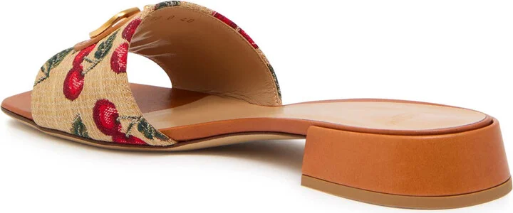 Valentino Garavani Jacquard Raffia Sliders - Image 2