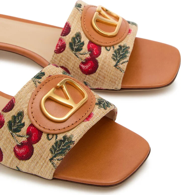 Valentino Garavani Jacquard Raffia Sliders - Image 3