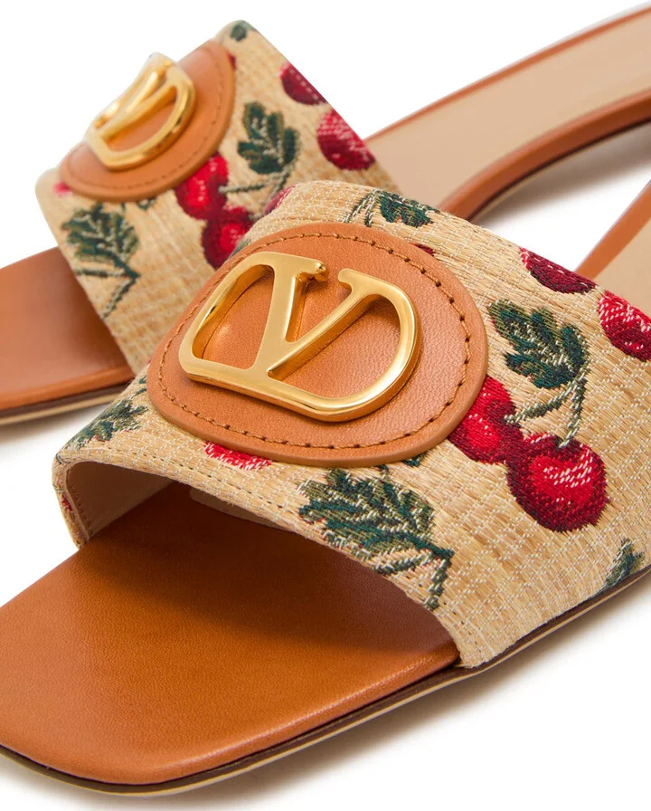 Valentino Garavani Jacquard Raffia Sliders - Image 4