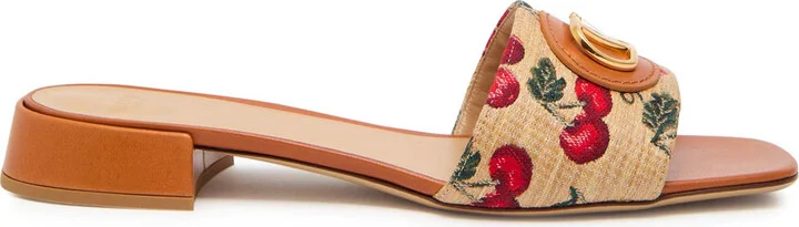 Valentino Garavani Jacquard Raffia Sliders