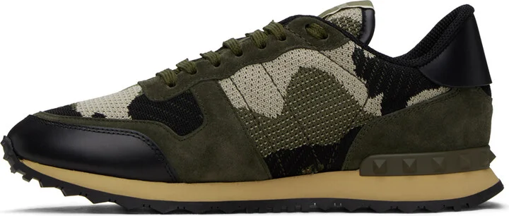 Valentino Garavani Khaki Camouflage Rockrunner Sneakers - Image 3