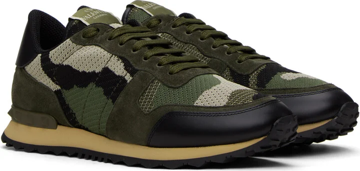 Valentino Garavani Khaki Camouflage Rockrunner Sneakers - Image 4