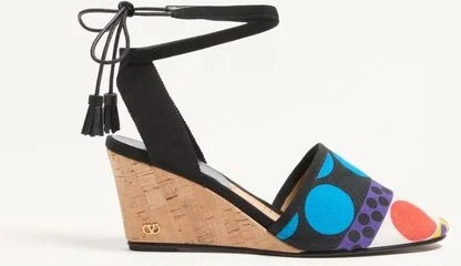 Valentino Garavani La Cruisette Wedge In Optical Pois Canvas 75Mm