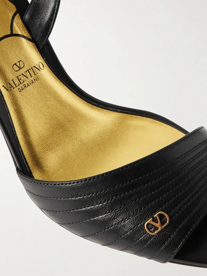 Valentino Garavani - Ladycrush 85 Embellished Leather Sandals - Black - Image 4