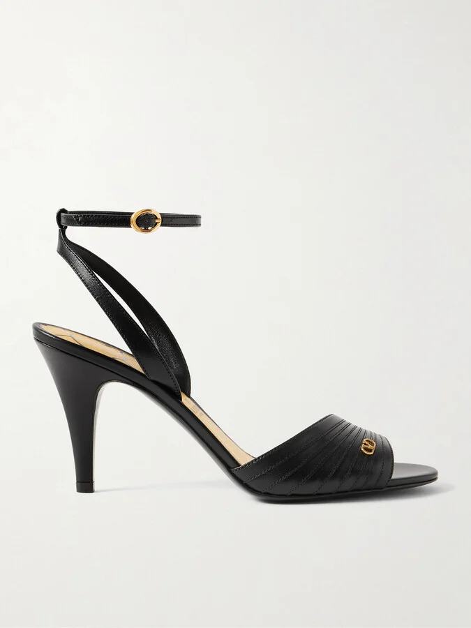 Valentino Garavani - Ladycrush 85 Embellished Leather Sandals - Black