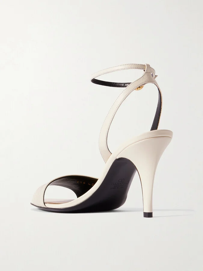 Valentino Garavani - Ladycrush 85 Embellished Leather Sandals - Ivory - Image 3
